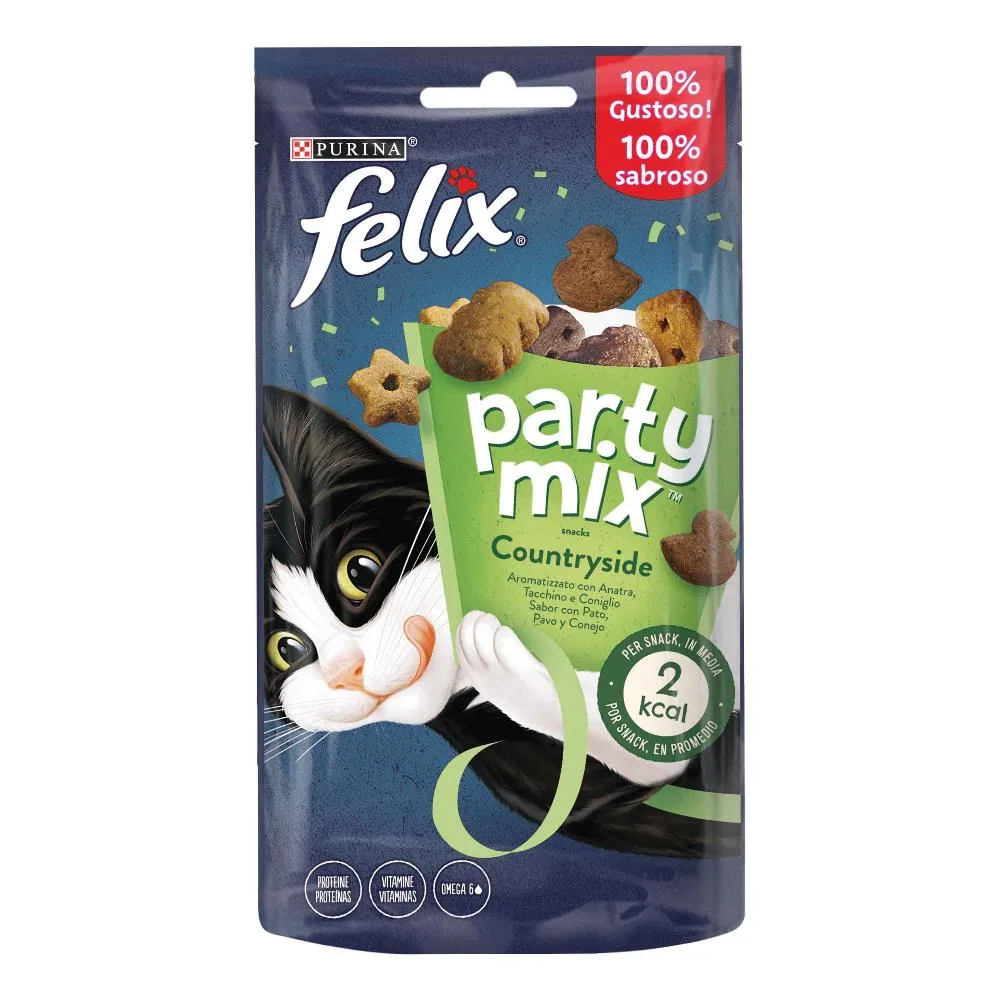 NESTLE' PURINA FELIX GATTO SNACK PARTY MIX COUNTRYSIDE ANATRA TACCHINO CONIGLIO 60GR — confronto prezzi