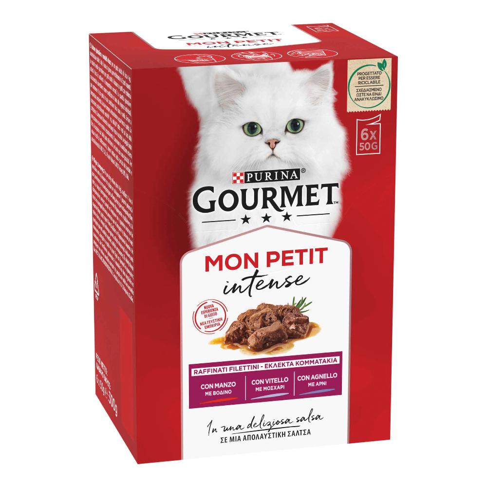 NESTLE' PURINA GOURMET GATTO MON PETIT MANZO/VITELLO/AGNELLO 6x50GR (bustina) MULTIPACK