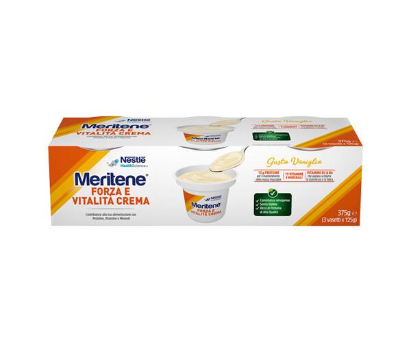 Meritene Forza e Vitalità Crema Vaniglia Dessert Iperproteico Ipercalorico 3x125 g