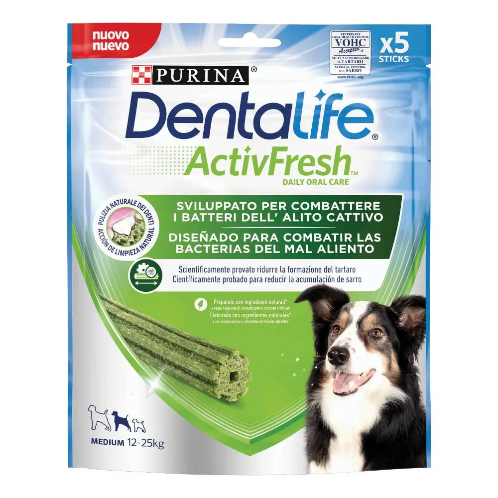 NESTLE' PURINA CANE SNACK DENTALIFE ACTIVEFRESH MEDIUM 6 STICKS 115GR — confronto prezzi
