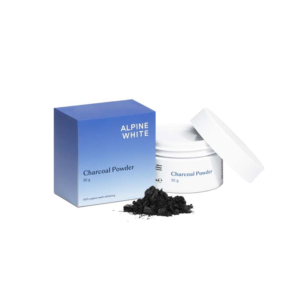 ALPINE WHITE Charcoal Powder | Polvere di carbone per la pulizia dei denti 30 g e solvente instillazione intravescicale