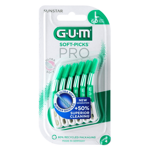 GUM Soft-Picks Pro Scovolini Interdentali GommaMisura L 30 Pezzi Anti-Placca Spazi Ampi