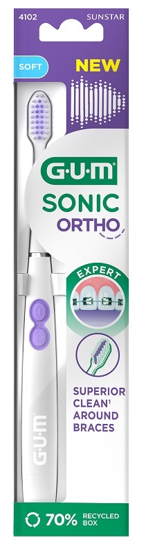 Gum sonic ortho battery toothbrush