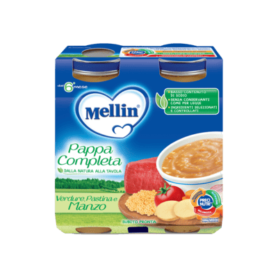 Mellin Pappa Completa Verdura Pastina Manzo 2 x 250 g