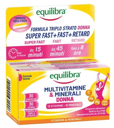 Equilibra Multivitaminico Donna Integratore il Benessere Fisico e Mentale 30 Compresse