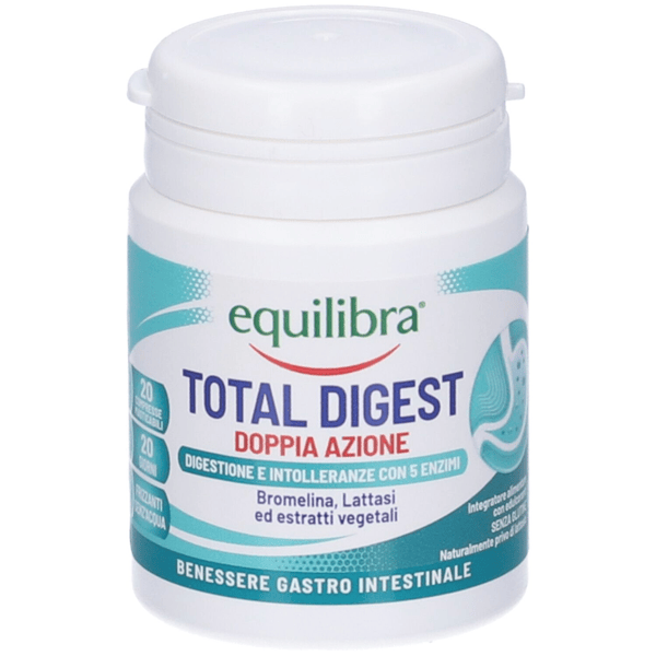 Equilibra Total Digest Integratore per Digestione ed Intolleranze 20 Compresse Masticabili