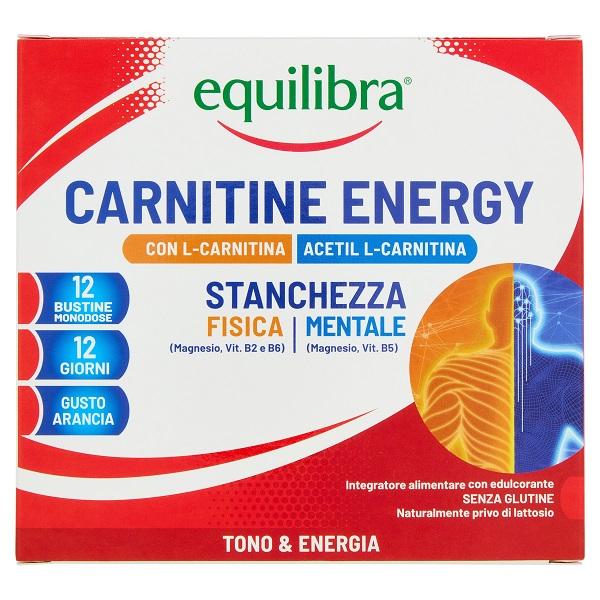 Equilibra Carnitine Energy Integratore Tonico-energetico Gusto Arancia 12 Bustine