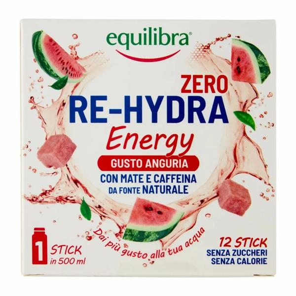 Equilibra Re-Hydra Energy Zero Gusto Anguria 12 Stick Integratore per Stanchezza