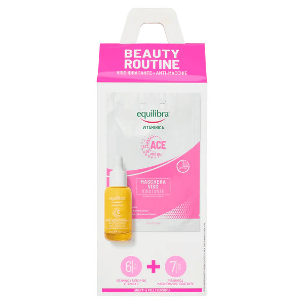 Equilibra Cofanetto Beauty Routine Idratante e Anti-Macchie con Maschera Viso + Siero Vitamina C