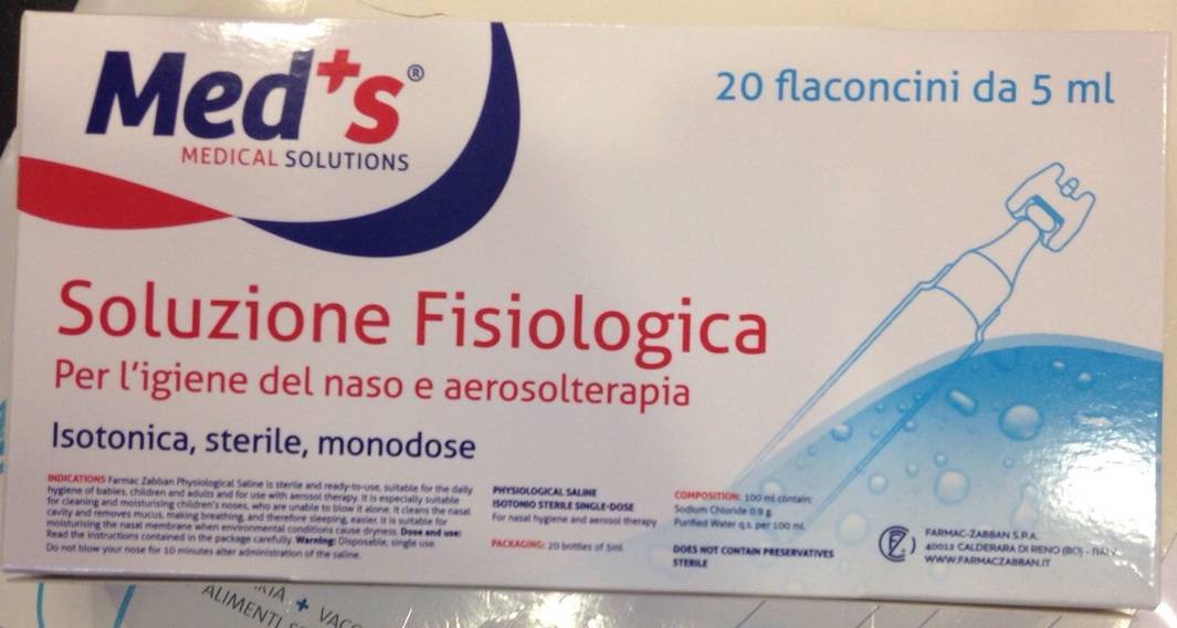 Med's Soluzione Fisiologica Igiene Nasale Aerosolterapia 20 Flaconi 5 ml