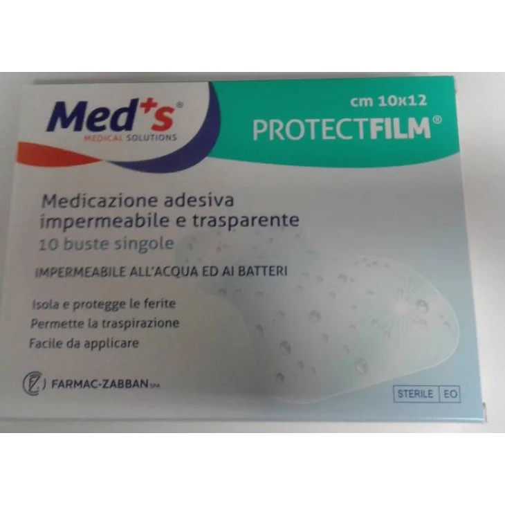 MEDS Protect Film Medicazione Poliuretano Impermeabile Adesiva 10x12cm 10 pz Bendaggio/i