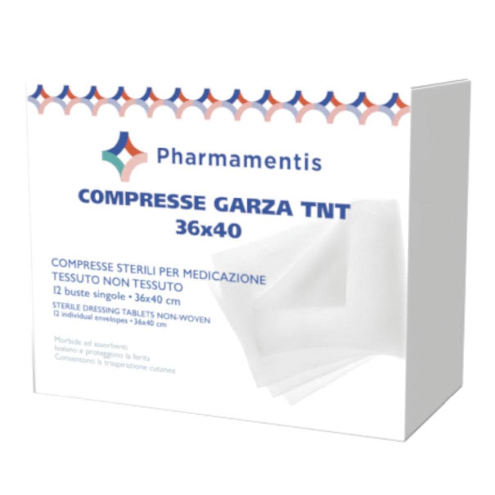 Pharmamentis Garza in tessuto non tessuto - Garza sterile 36x40 per la medicazione, 12 pezzi