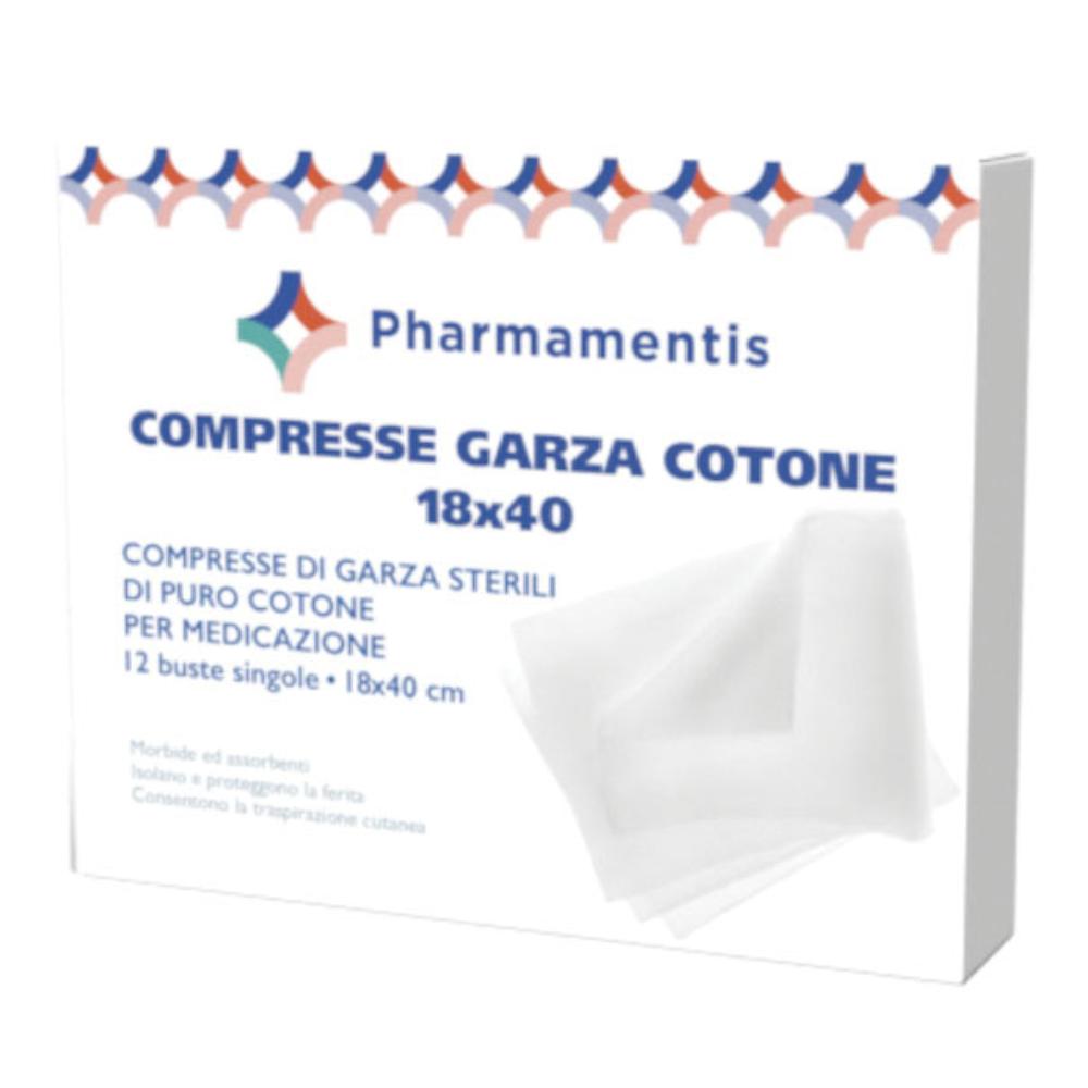 Pharmamentis Compresse di garza idrofila - Garza sterile 18x40 in cotone per medicazione, 12 pezzi