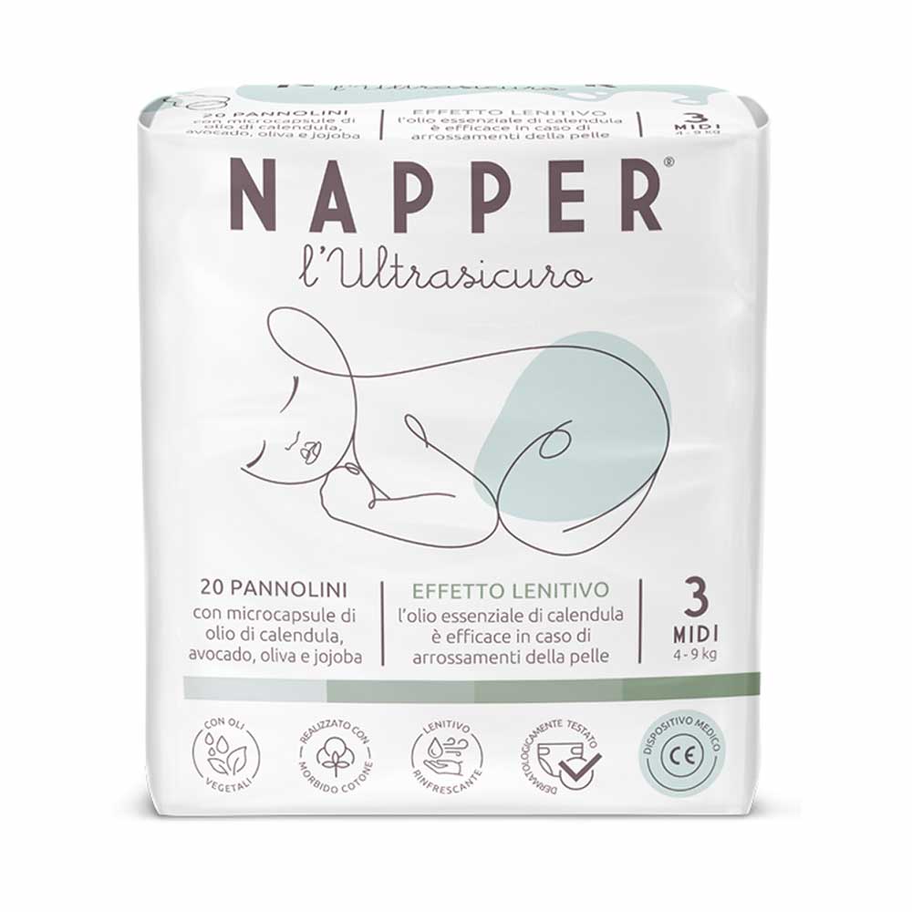 Napper L'Ultrasicuro Pannolino Midi Taglia 3 Peso 4-9 Kg, 20 Pannolini — confronto prezzi