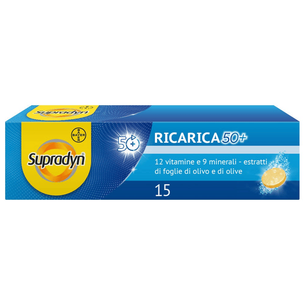 Supradyn Ricarica 50+ Integratore Vitamine e Minerali con Antiossidanti, 15 Compresse Effervescenti
