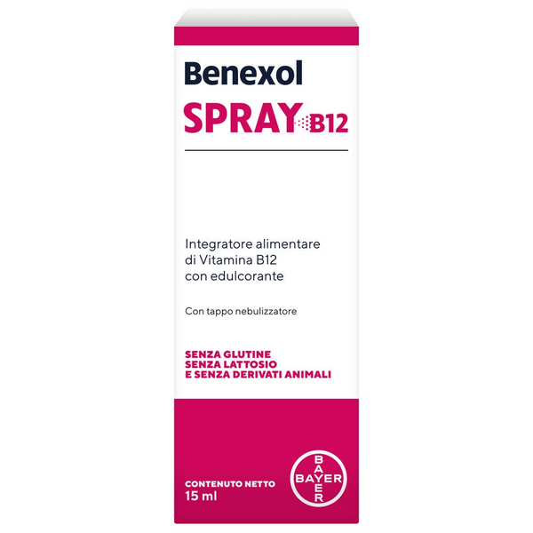 Benexol Spray Integratore Alimentare di Vitamina B12 ad Alto Dosaggio, con Edulcorante, Flacone da 15 ml