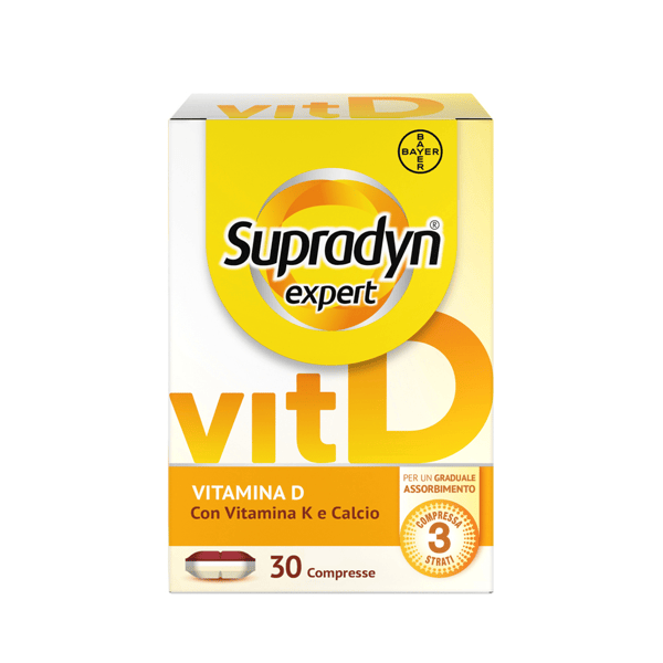 Supradyn Expert Vitamina D3 1000ui, Con Vitamina K e Calcio ad Assorbimento Graduale 30 Compresse
