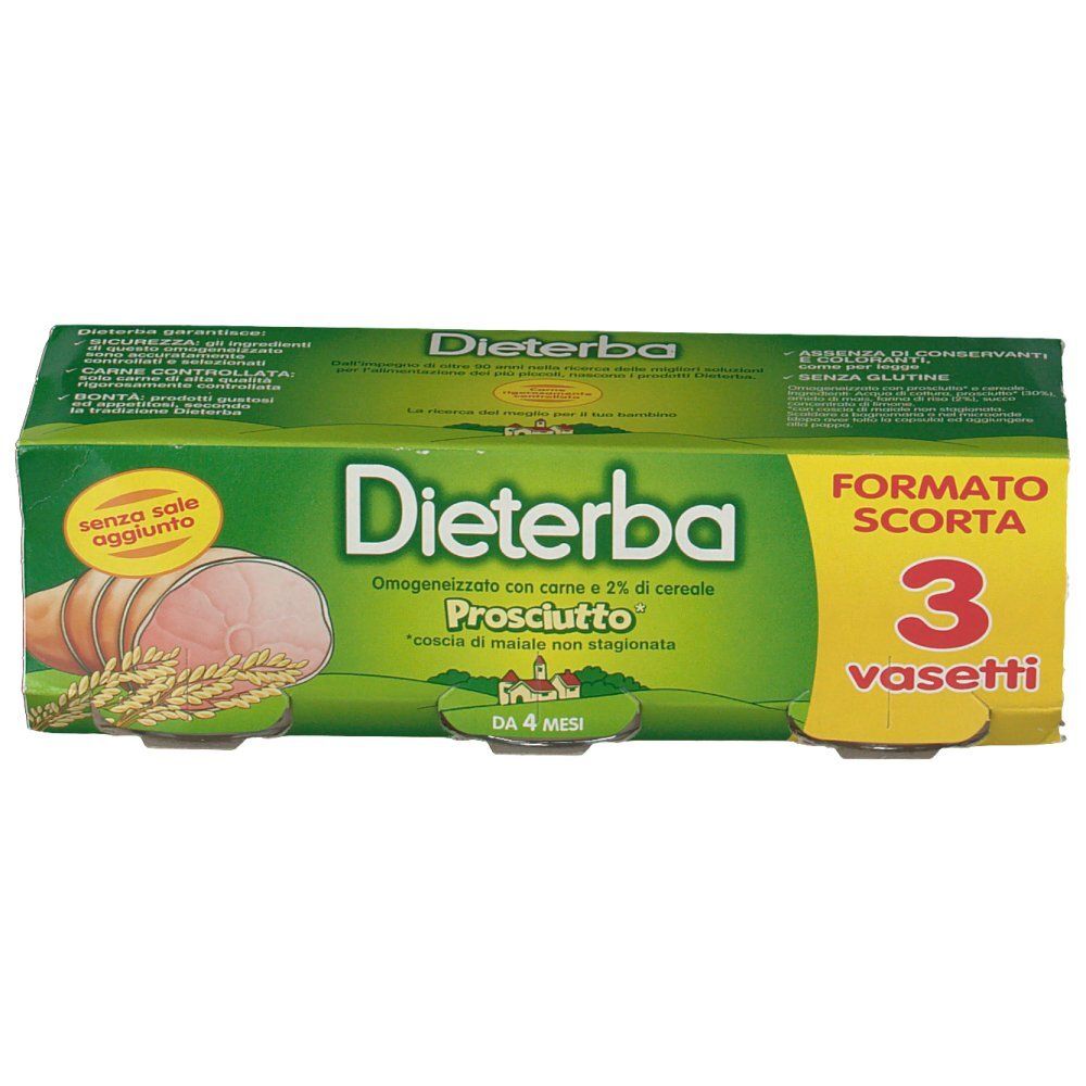 Dieterba omogeneizzato prosciutto 3 pezzi 80 g