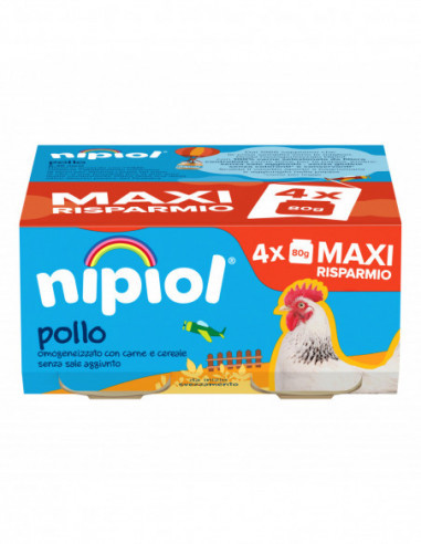 NIPIOL - OMOGENIZZATO DI CARNE POLLO , 4+ MESI ( 4X80 GR )