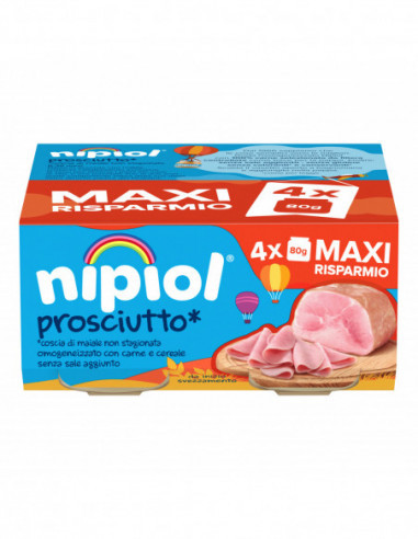 NIPIOL - OMOGENIZZATO PROSCIUTTO 4+ MESI ( 4X80 GR )