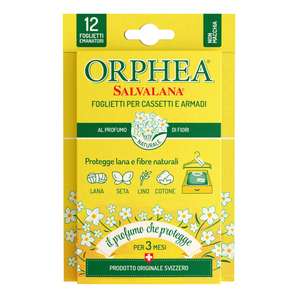 ORPHEA - Salvalana Foglietti Per Cassetti E Armadi Al Profumo Di Fiori Pacco Da 12 Fogli