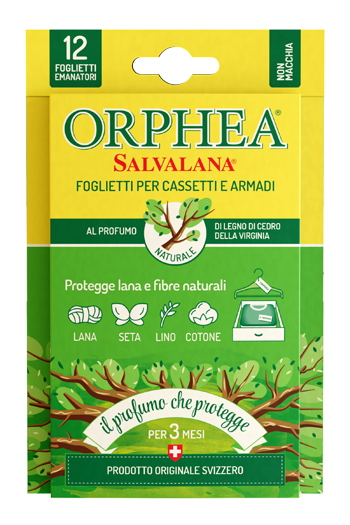 ORPHEA - Salvalana Foglietti Per Cassetti E Armadi Al Profumo Di Legno Di Cedro Della Virginia 12 Foglietti