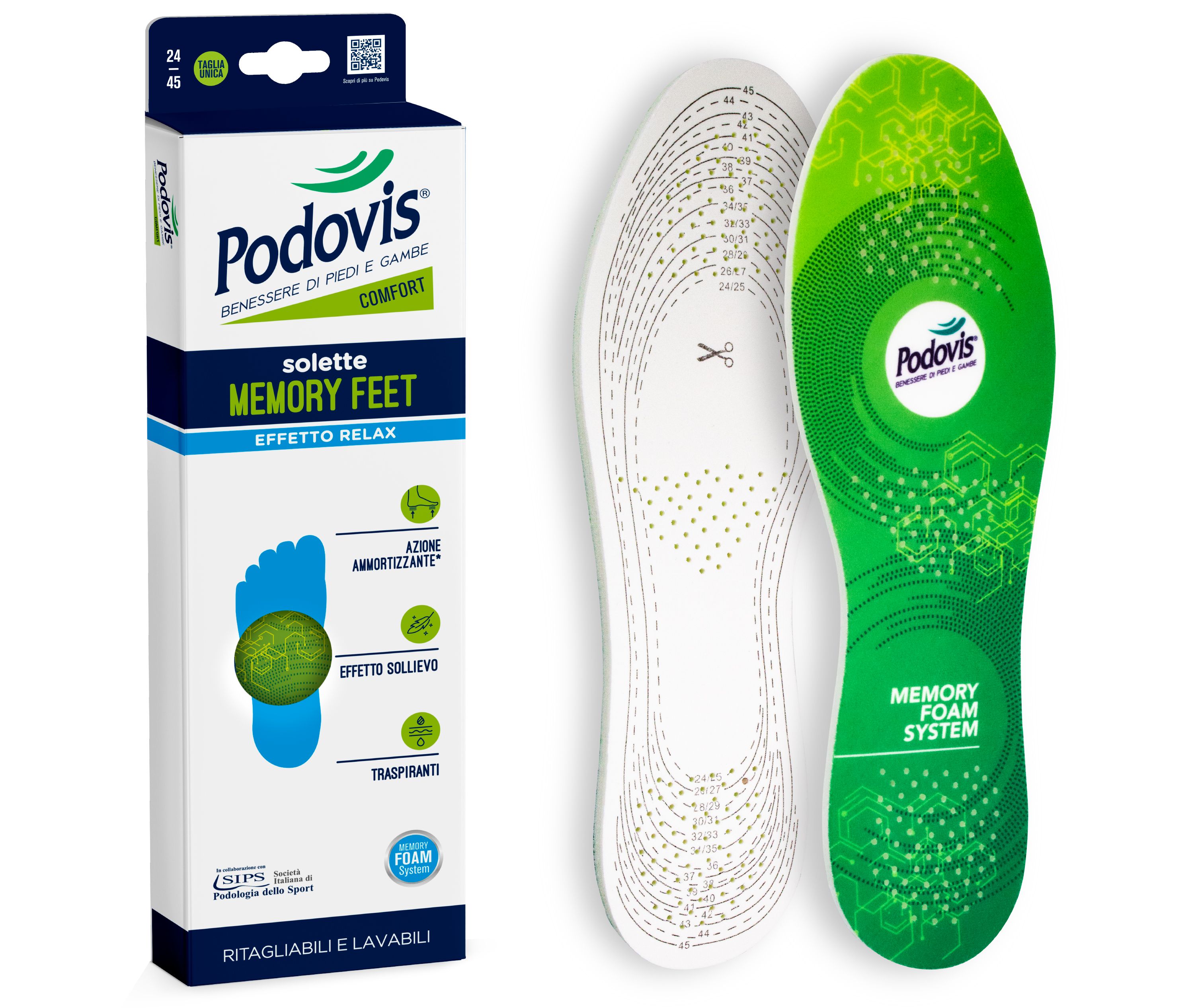 Podovis Solette Memory Foam - Taglia unica 24-45 cm, 1 paio. cm — confronto prezzi