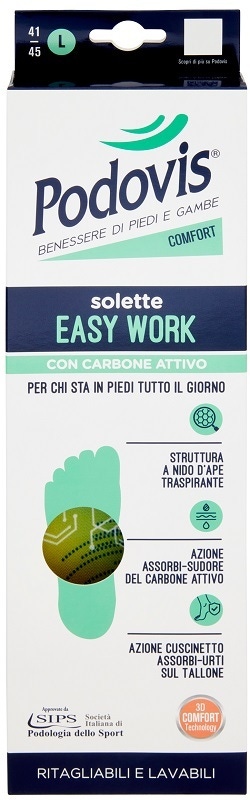 Podovis Solette Easy Work - Solette traspiranti e defaticanti al carbone attivo, misura L, 1 paio — confronto prezzi
