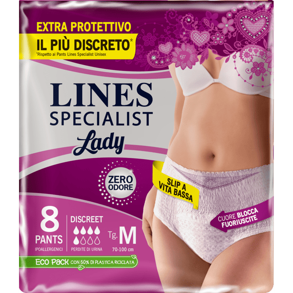 Lines Specialist Pants Discreet Taglia M Mutandina Assorbente 8 Pezzi