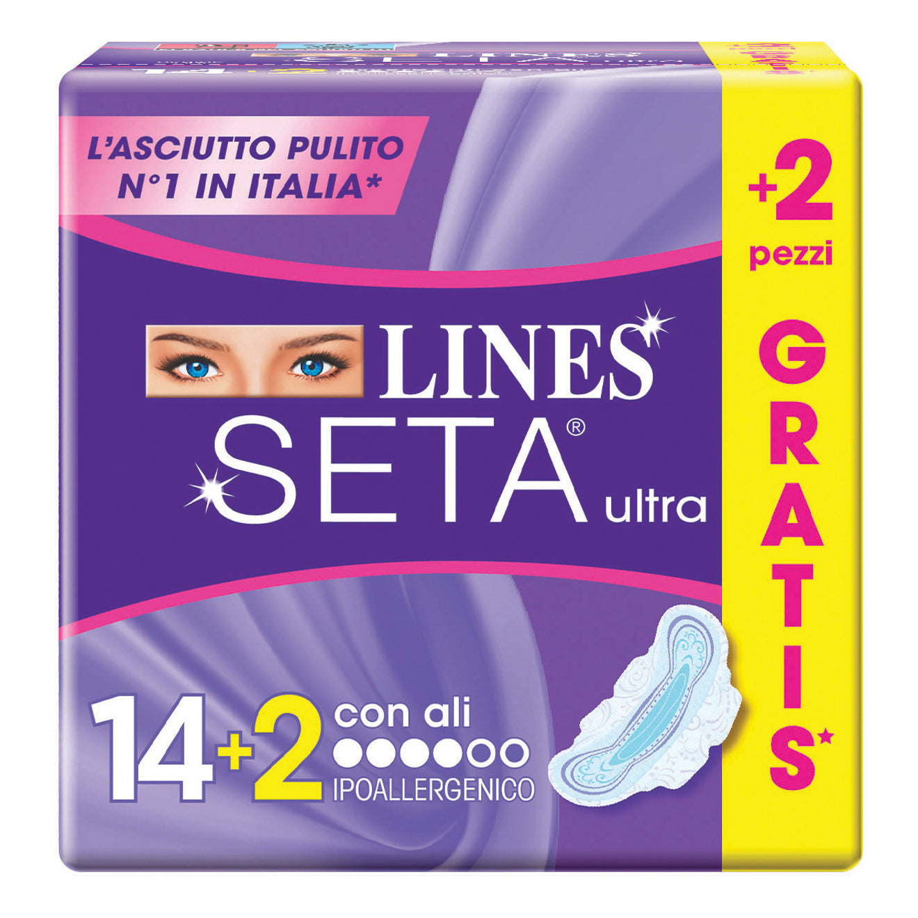 Lines Seta Ultra Ali | Assorbenti Igienici con Ali | 16 Pezzi