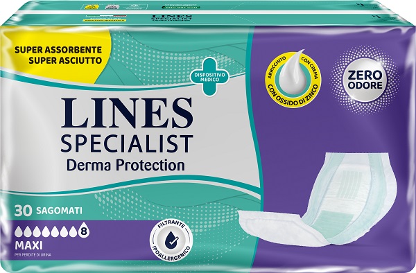 Lines Specialist Derma Protection Maxi Pannoloni Sagomati Arricchiti Con Crema All'ossido Di Zinco 30 Pezzi