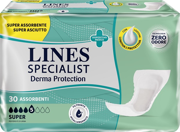 Pannolone per incontinenza lines specialist derma protection sagomato anatomico super 15 pezzi