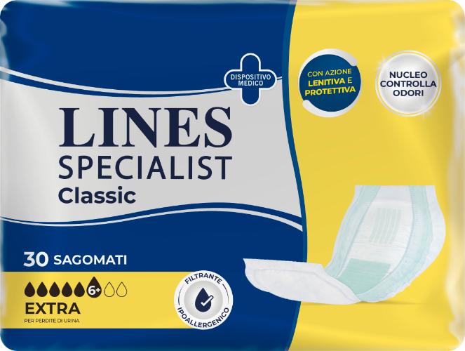 Lines Specialist Classic Sagomato Extra Pannolone Anti-odore Per Incontinenza 30 Pezzi