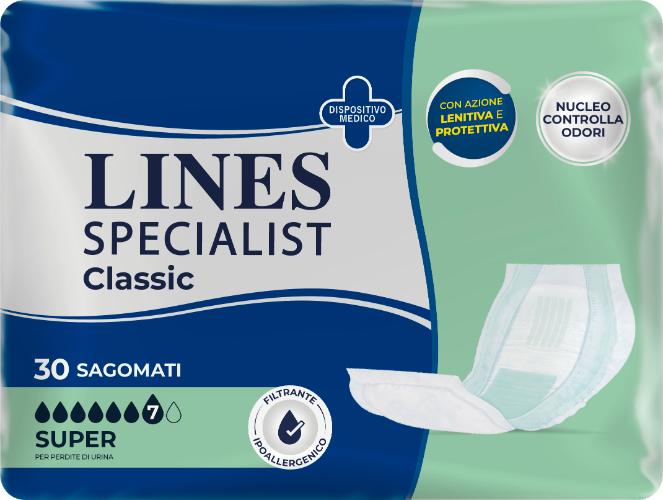 Lines Specialist Sagomato Super Pannolone per Incontinenza 30 Pezzi