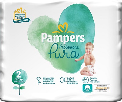Pampers Protezione Pura Pannolini 3-6kg Taglia 2mini 27 Pezzi