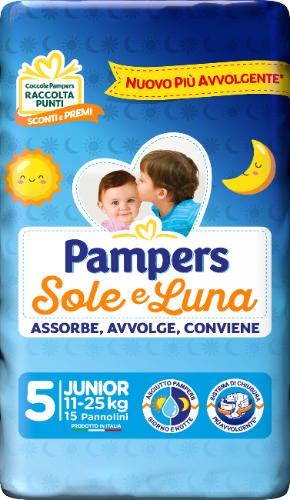 Pampers Sole&Luna Junior Pannolini Taglia 5 (11-25 Kg) 15 Pezzi