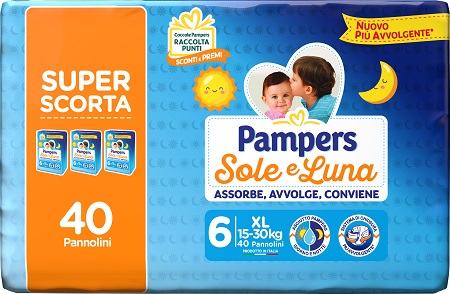 Pampers Sole e Luna XL 6 15-30kg 40 pz Pannolini