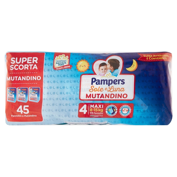Pampers Sole E Luna Mutandino 8-15kg Taglia 4 Maxi 45 Pezzi