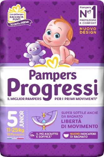Pampers Progressi Taglia 5 Junior 11-25 Kg 18 Pezzi