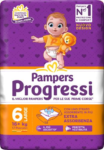 Pampers Progressi XL Pannolini Extra Assorbenza +16Kg 17 Pezzi
