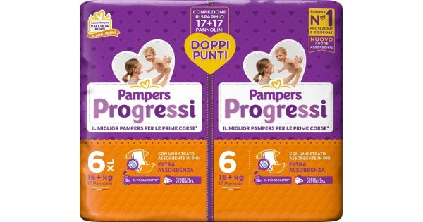 Fater Pampers Progressi Pannolino Extralarge Pacco Doppio 34 Pezzi