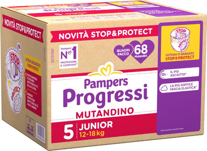 Pampers Quadri Progressi Mutandino Junior 68 Pezzi