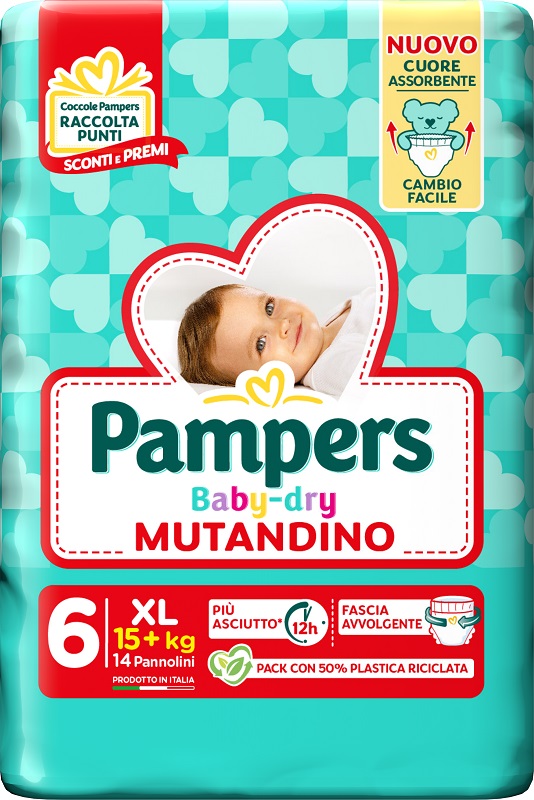 Pampers Baby Dry Mutandino 15+ Kg Taglia 6 Extra Large 14 Pezzi — confronto prezzi