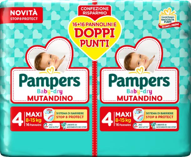 Pampers Baby Dry Pannolino Mutandina Maxi Duo Downcount 32 Pezzi