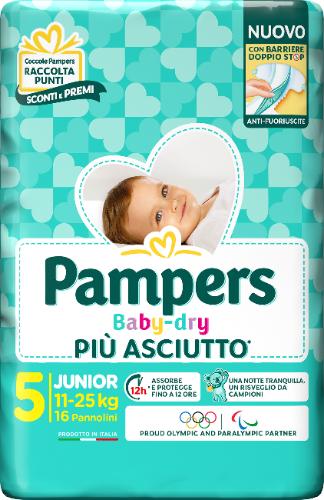 Pampers Baby Dry Junior Pannolini Taglia 5 (11-25 Kg) 16 Pezzi