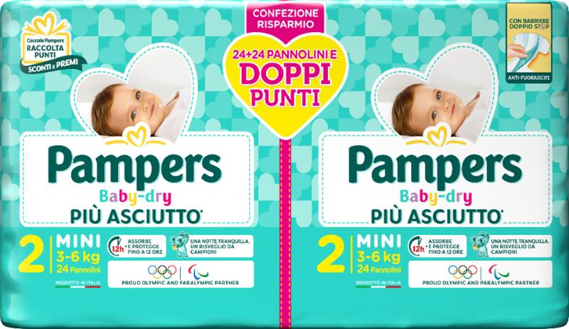 Pampers Baby Dry Pannolino Duo Downcount Mini 48 Pezzi