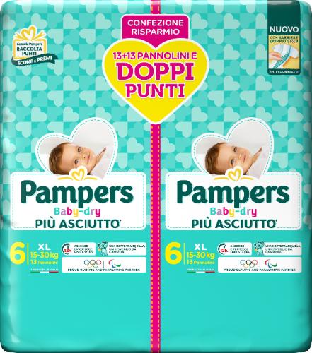 Pampers Baby Dry Pannolino Duo Downcount XL 26 Pezzi