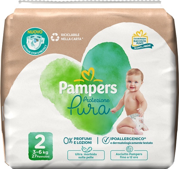 Pampers Protezione Pura Pannolini Taglia 2 / 3-6Kg 27 pz