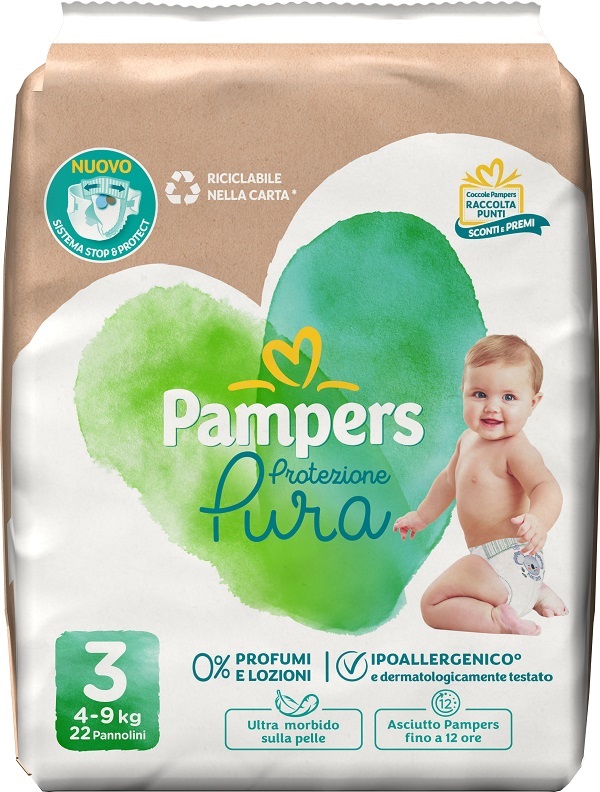 Pampers Protezione Pura Midi Pannolini Taglia3 4-9 kg 22 pz