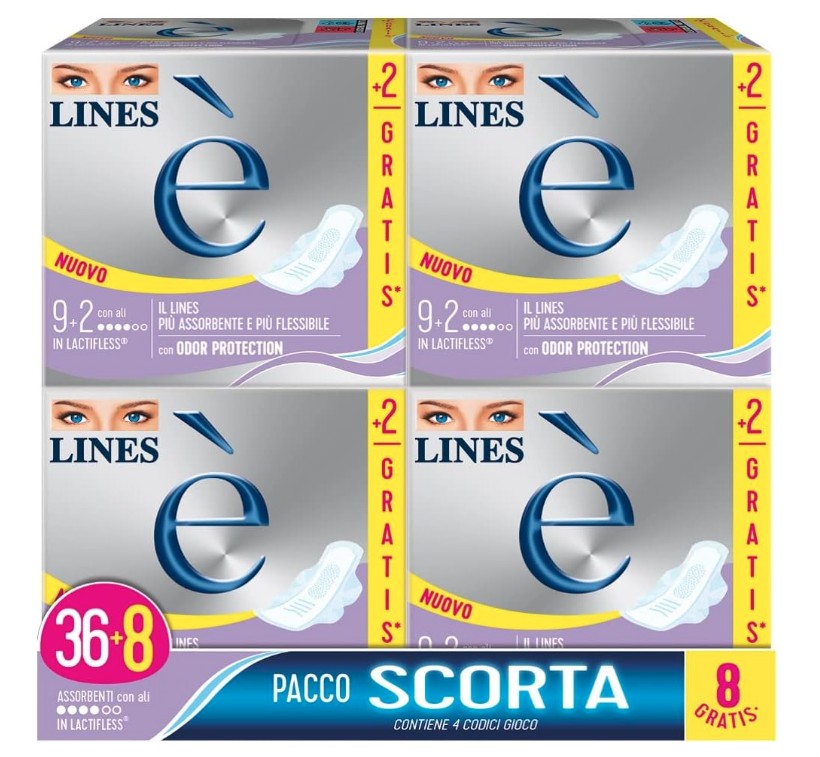 Lines è Giorno Assorbente con Ali Pacco Scorta 44 pz Assorbenti